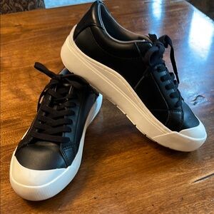 Dr Scholl's Black and White Leather Sneakers